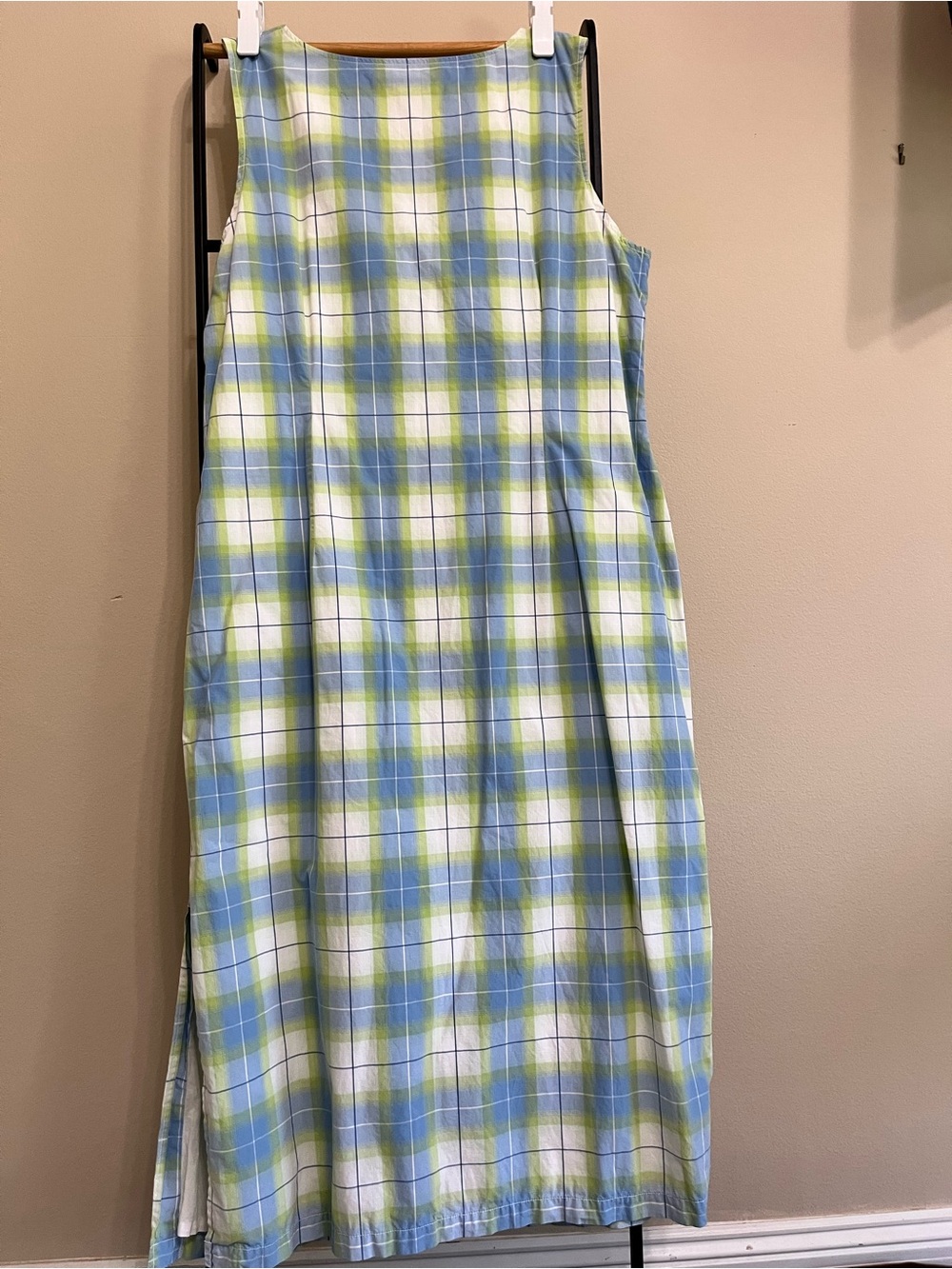 Tommy Hilfiger Cotton Plaid Maxi Dress Coastal Grandmacore Quiet Luxury Size 20 - Picture 7 of 16